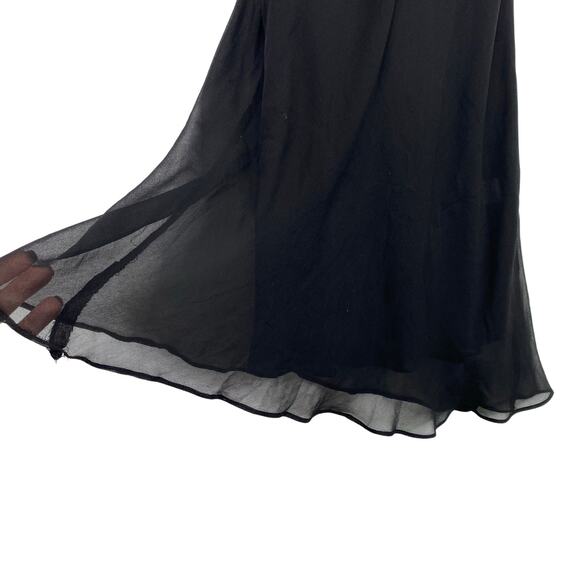 Vintage NOIR Silk Sequin Cocktail Dress Black Silver Midi Size S 90s Retro Glam - Picture 6 of 10